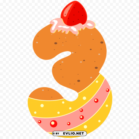 sweet number three PNG file with no watermark