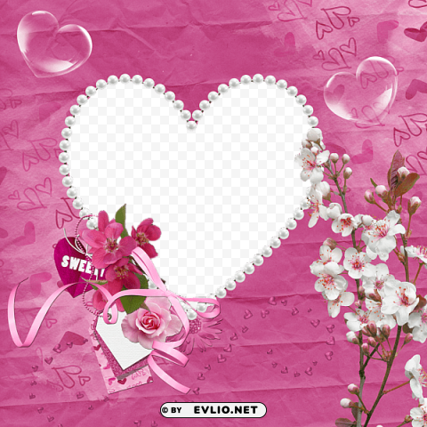 sweet pink heart frame Transparent graphics PNG