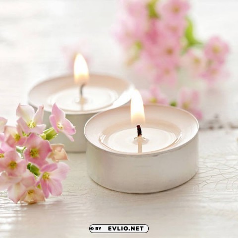 tea candles and flowers Clear background PNG clip arts