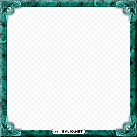 teal border frame Clear Background Isolated PNG Graphic