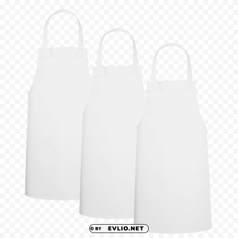 three large white kids aprons Transparent Background PNG Isolated Design