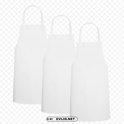 Three Large White Kids Aprons Transparent Background PNG Isolated Design