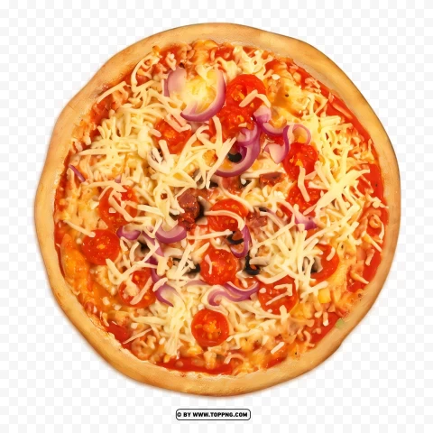 Tomato And Cheese Pizza From Top View PNG Files With Transparent Elements Wide Collection