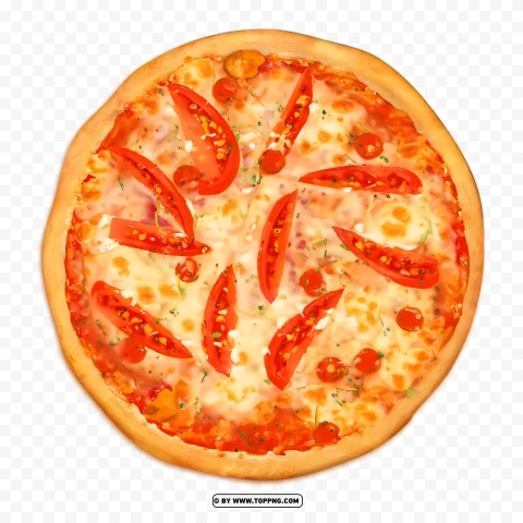 Top View Cheese and Tomato Pizza HD Transparent PNG for blog use