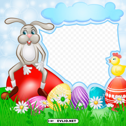 transparent easter frame with bunny HighResolution PNG Isolated Artwork