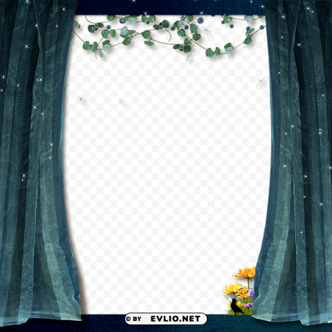transparent frame transparent blue curtains PNG images with no background free download