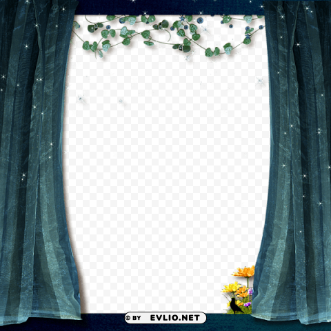 Transparent Frame Transparent Blue Curtains PNG Images With No Background Free Download