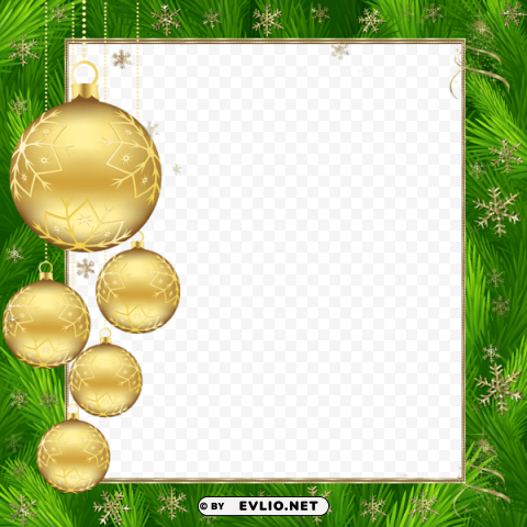 transparent green and gold christmasframe PNG with alpha channel