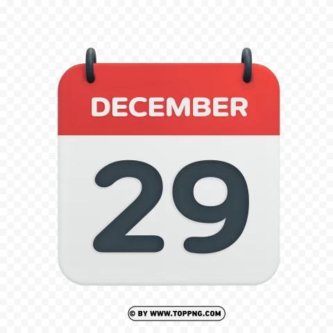 Transparent HD December 29th Calendar Date Icon in Vector PNG images without watermarks