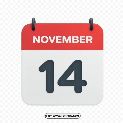 Transparent HD Vector Icon November 14th Calendar Date PNG Isolated Object with Clear Transparency - Image ID 3000b711
