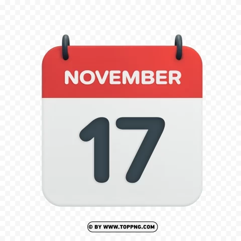 Transparent HD Vector Icon November 17th Calendar Date PNG no background free