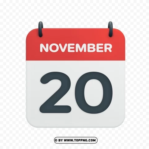 Transparent HD Vector Icon November 20th Calendar Date PNG no watermark