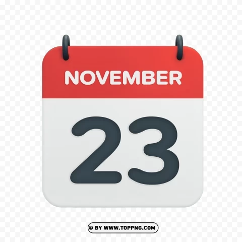 Transparent HD Vector Icon November 23rd Calendar Date PNG Object Isolated with Transparency - Image ID bf976251