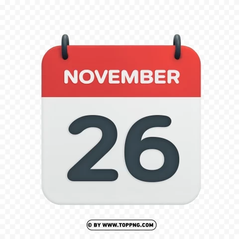 Transparent HD Vector Icon November 26th Calendar Date PNG objects