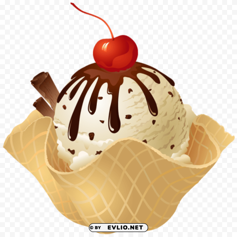 transparent vanilla ice cream waffle basket High-resolution PNG