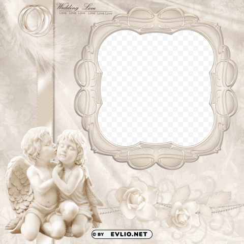  wedding frame with angels Isolated Item on Transparent PNG