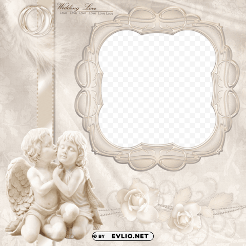  Wedding Frame With Angels Isolated Item On Transparent PNG