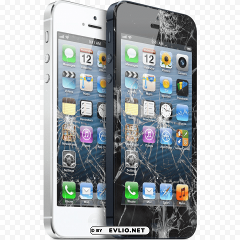 two iphone broken screens Free PNG images with clear backdrop
