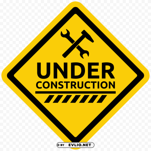 under construction warning sign HighResolution PNG Isolated on Transparent Background