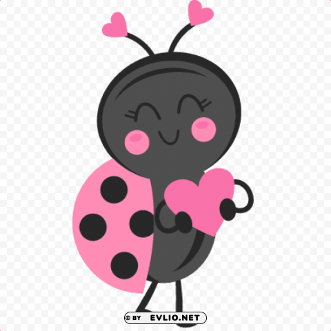 valentine ladybug Isolated Illustration with Clear Background PNG