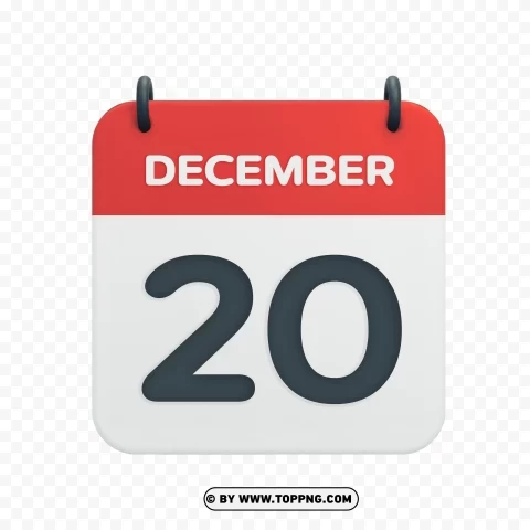 Vector Calendar Date Icon December 20th HD PNG images with transparent elements pack