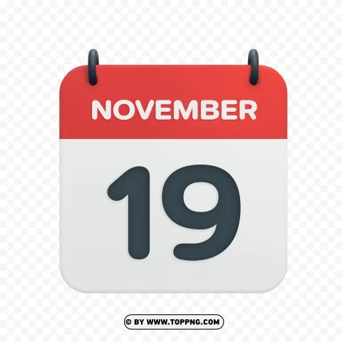 Vector Calendar Icon Transparent HD for November 19th Date PNG pics with alpha channel