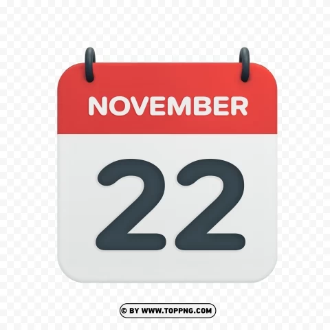 Vector Calendar Icon HD for November 22nd Date PNG transparent design