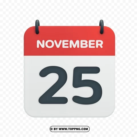 Vector Calendar Icon HD for November 25th Date PNG transparent design bundle