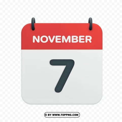 Vector Calendar Icon HD for November 7th Date PNG transparent designs for projects