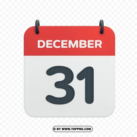 Vector Date Icon for December 31st Transparent HD Image PNG Isolated Illustration with Clarity
