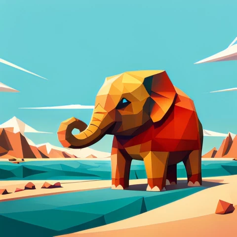 Vibrant Low Poly Style Cute Baby Elephant in a Colorful Cloak Transparent PNG images extensive gallery