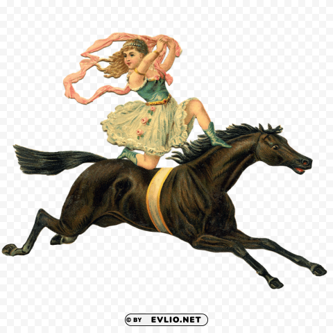 victorian girl horse Isolated Element on HighQuality PNG
