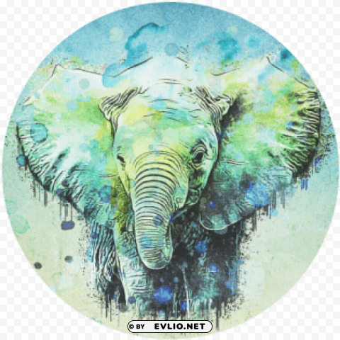 watercolor elephant Clean Background Isolated PNG Icon