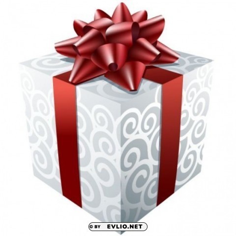 white gift with red ribbon PNG pics with alpha channel