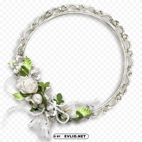 White Round Flowers Frame Transparent PNG Isolated Object Design