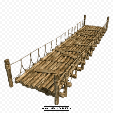 wooden bridge with rope Transparent Background Isolation in PNG Format