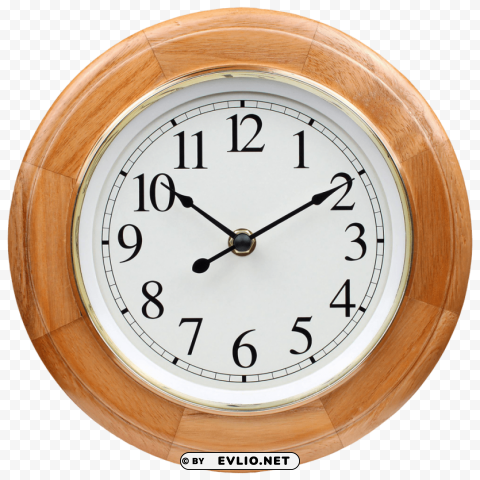 wooden wall clock Isolated Object on Clear Background PNG