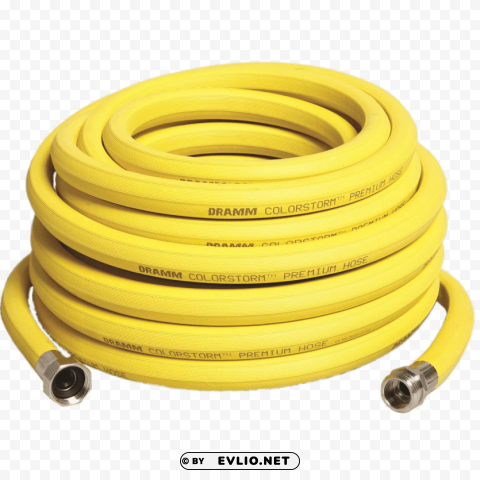 yellow garden hose Clean Background Isolated PNG Object