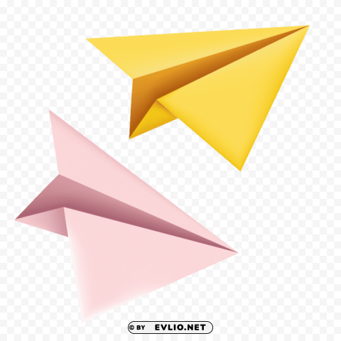 yellow paper plane PNG images with alpha background