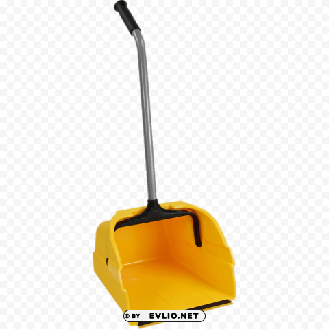 yellow plastic dustpan with long handle PNG image with no background