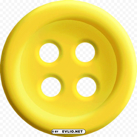yellow sewing button with 4 hole Transparent Background Isolated PNG Figure