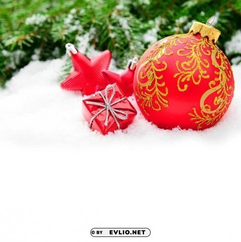 christmaswith red ornaments Transparent PNG Isolated Illustrative Element