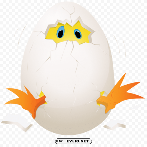easter chicken in egg PNG with clear overlay