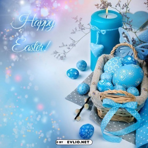 blue happy easter PNG images with transparent space