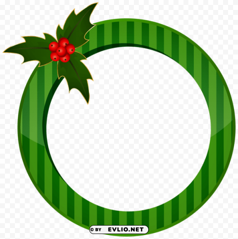 christmas round green frame transparent PNG Isolated Illustration with Clarity