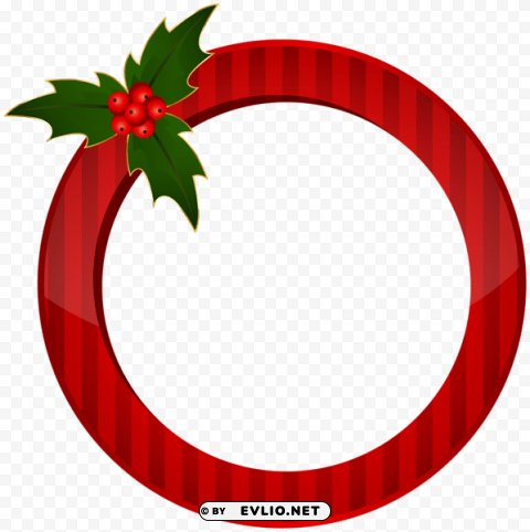 christmas round red frame transparent PNG Isolated Design Element with Clarity
