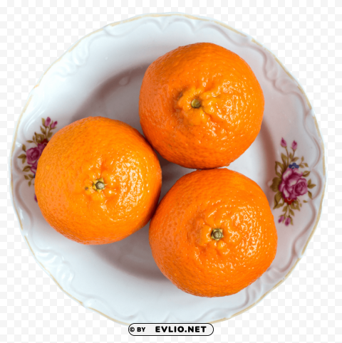 Juicy Tangerine fruits on White Plate PNG Graphic with Transparent Isolation