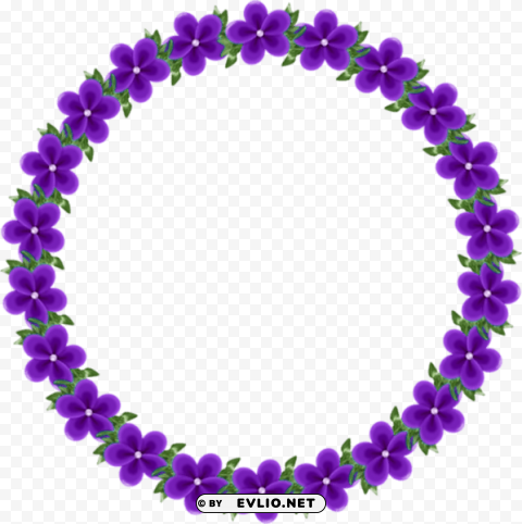  round frame with violets Transparent PNG Isolated Illustration