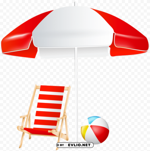 beach umbrella chair and ball PNG images with transparent space