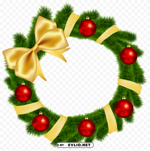 christmas wreath with yellow bow transparent PNG with no background diverse variety